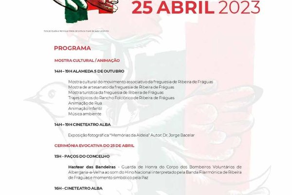 Programa das comemorações do 49.º aniversário do 25 de Abril