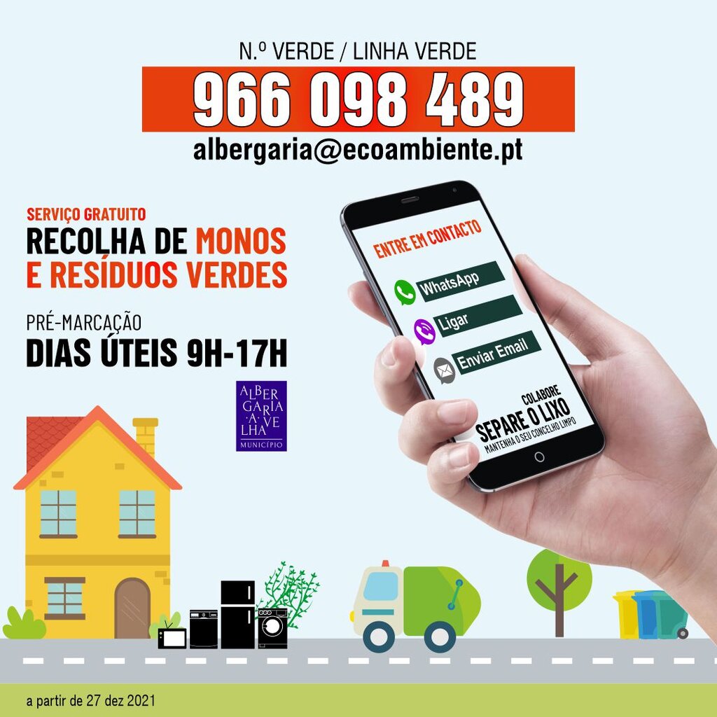 Novos contactos - Serviço de Recolha de Monos e Resíduos Verdes 